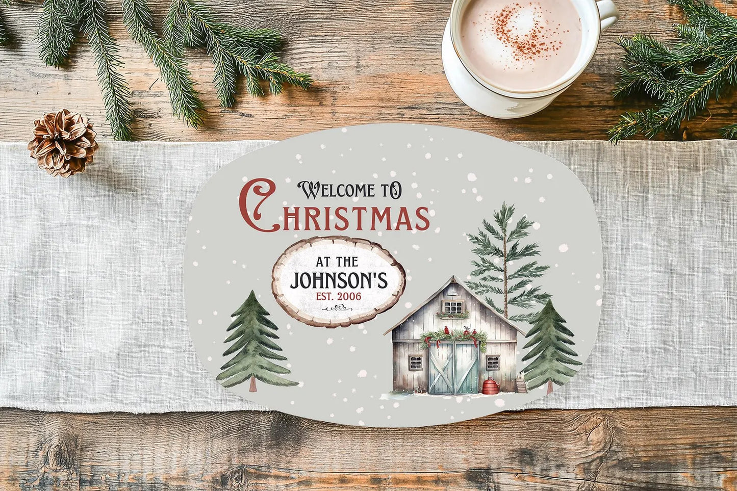Rustic Christmas Personalized Platter