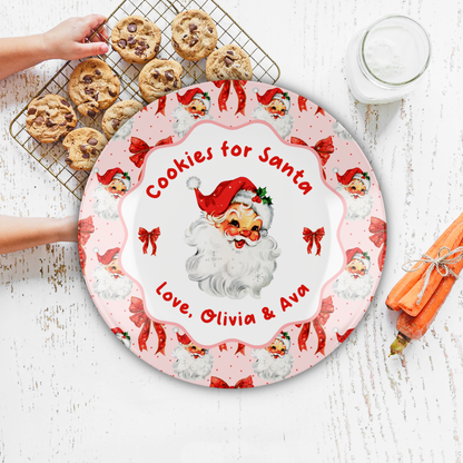 Cookies for Santa Plate, Pink & Bows