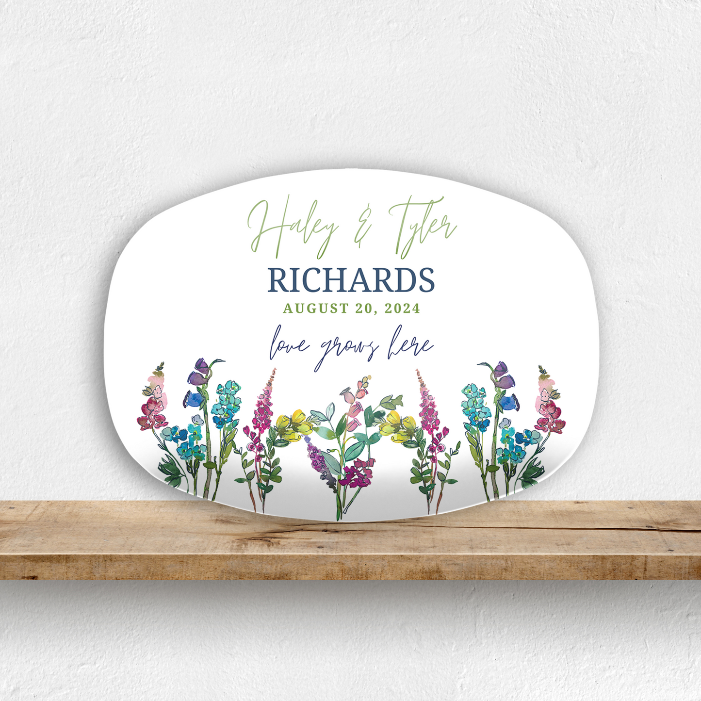 Love Grows Here Personalized Wedding Platter