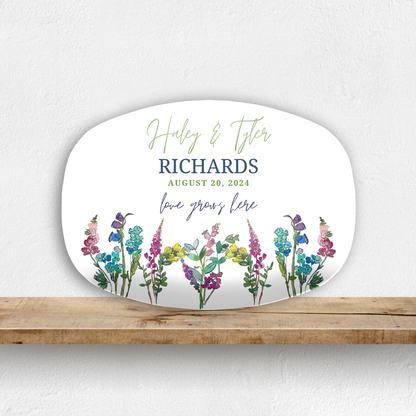 Love Grows Here Personalized Wedding Platter