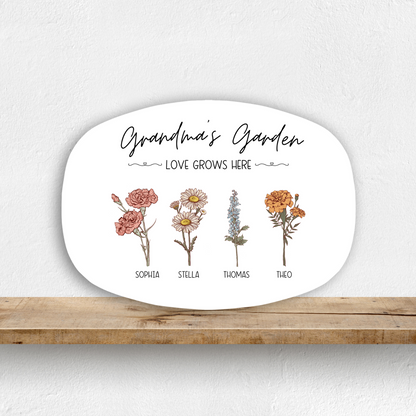 Grandma's Garden Birth Flower Platter