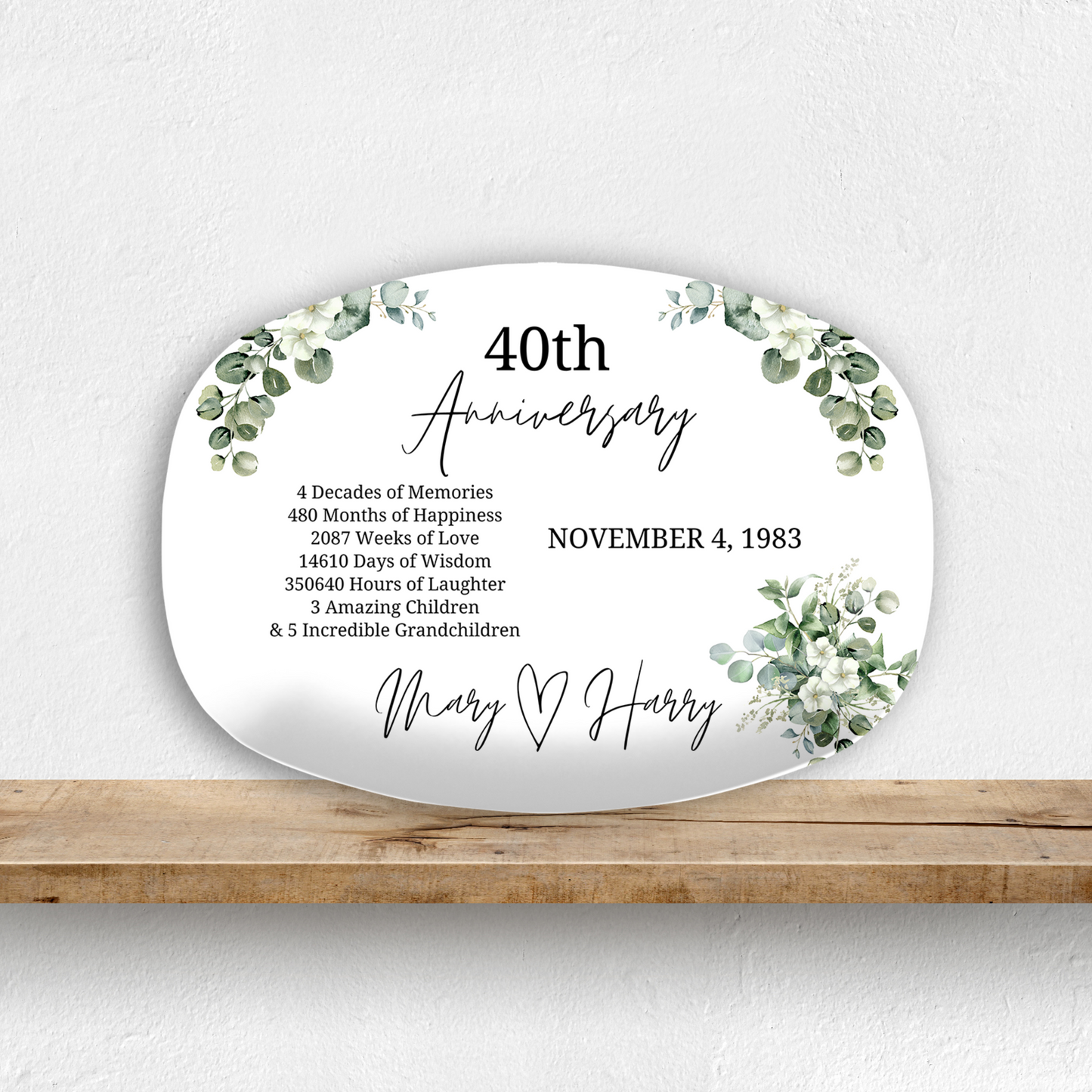 40th Wedding Anniversary Platter