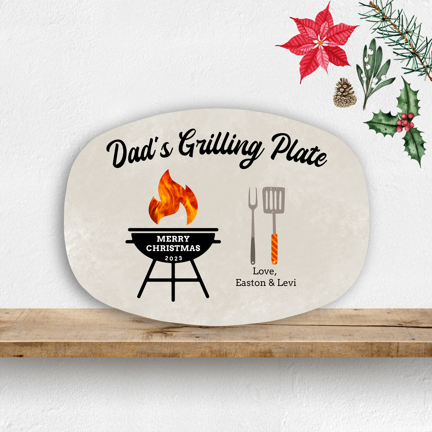 Merry Christmas Personalized Grilling Plate