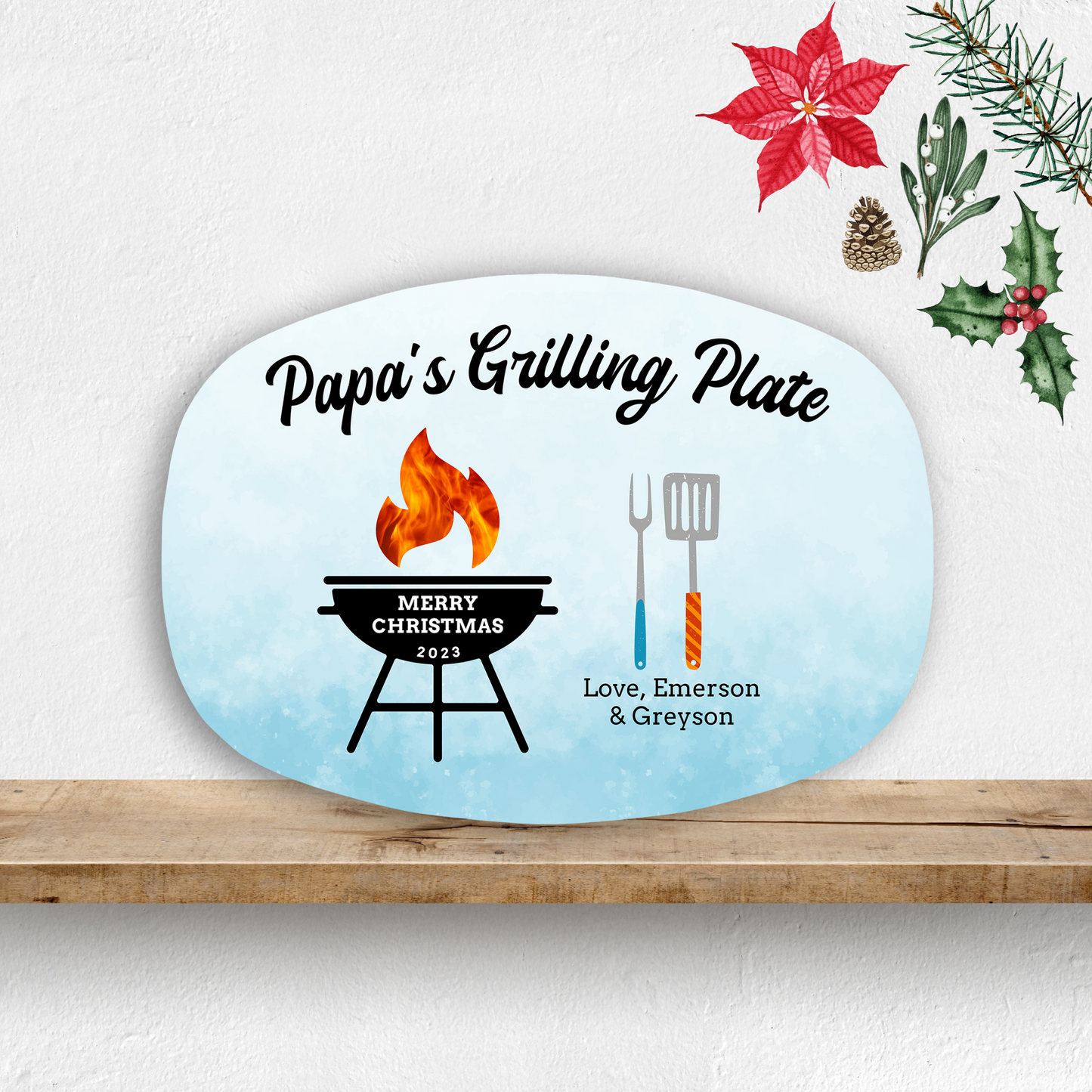 Merry Christmas Custom Grilling Plate