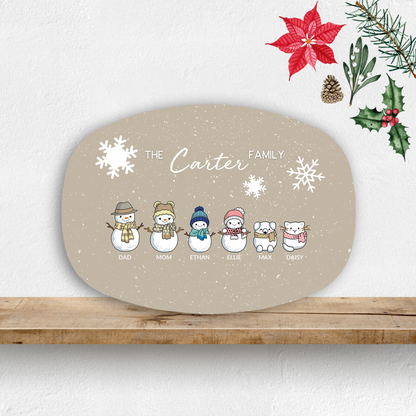 Snowman Family Personalized Platter