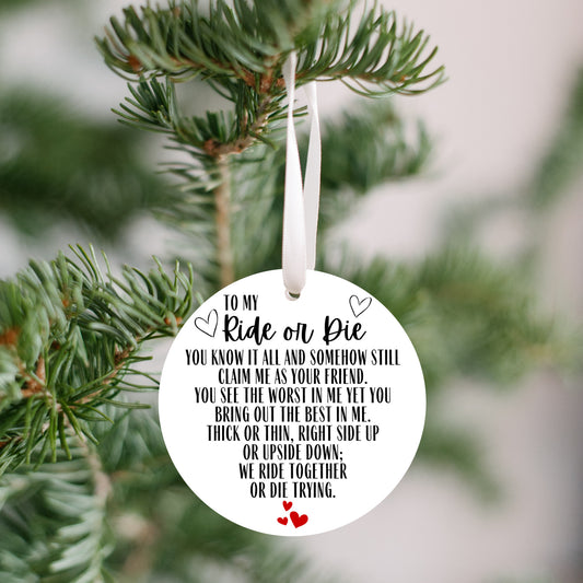Ride or Die Friend Ornament