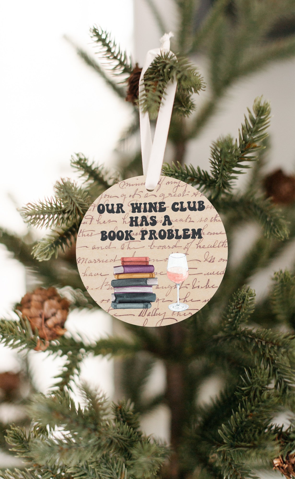 Book Club Wine Vintage Ornament