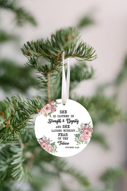 Proverbs 31:25 Christian Ornament