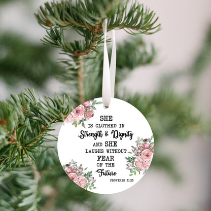 Proverbs 31:25 Christian Ornament
