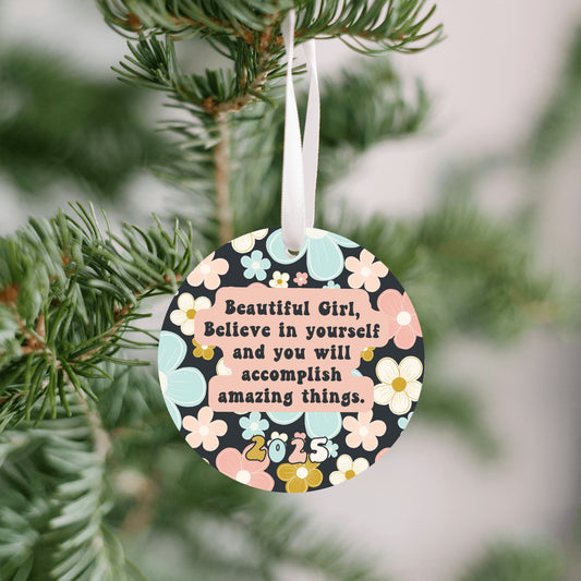 Flower Power Beautiful Girl Ornament