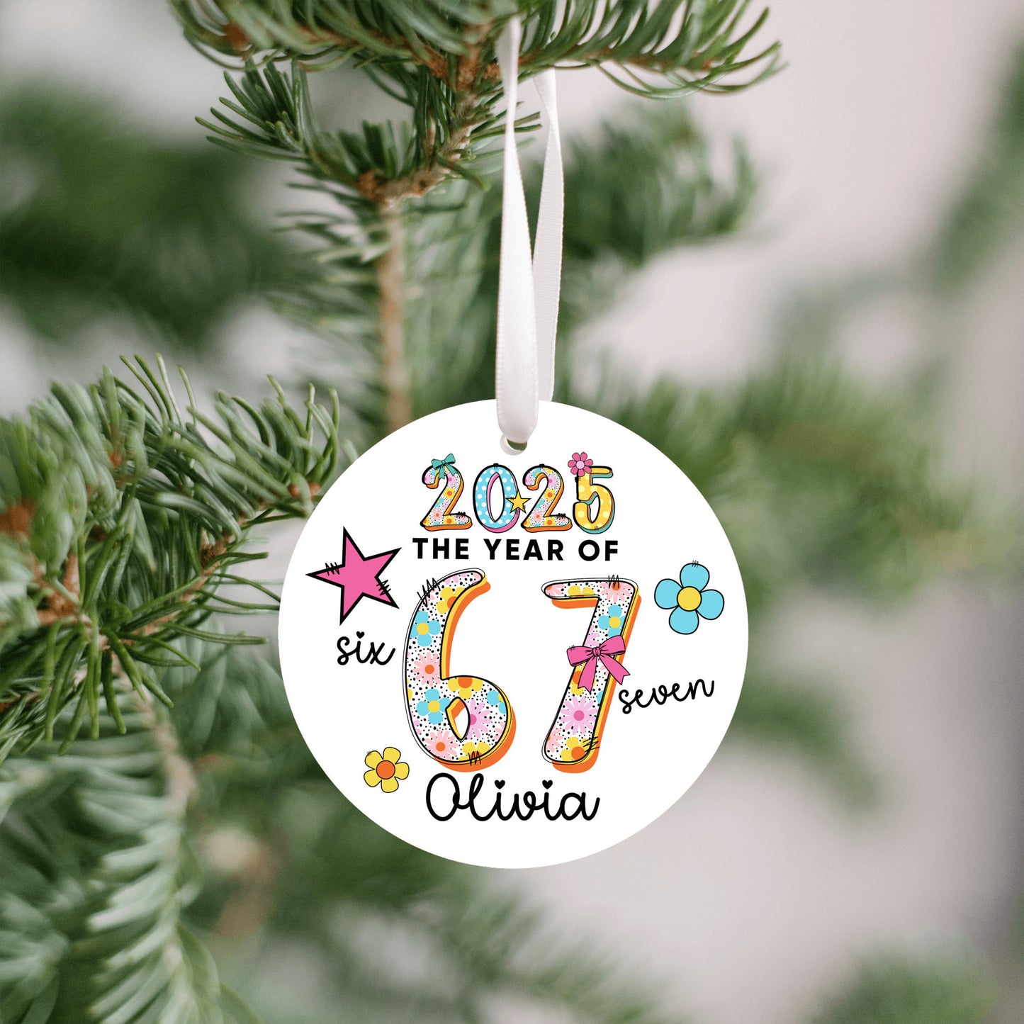 Personalized 6 7 Christmas Ornament