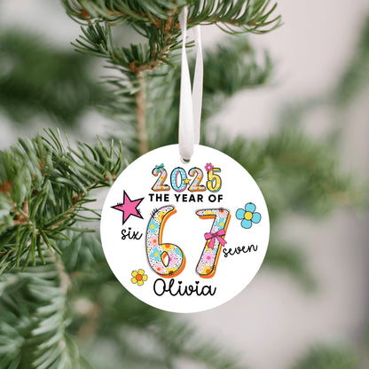 Personalized 6 7 Christmas Ornament