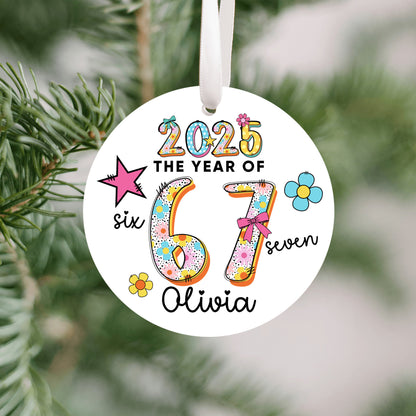 Personalized 6 7 Christmas Ornament