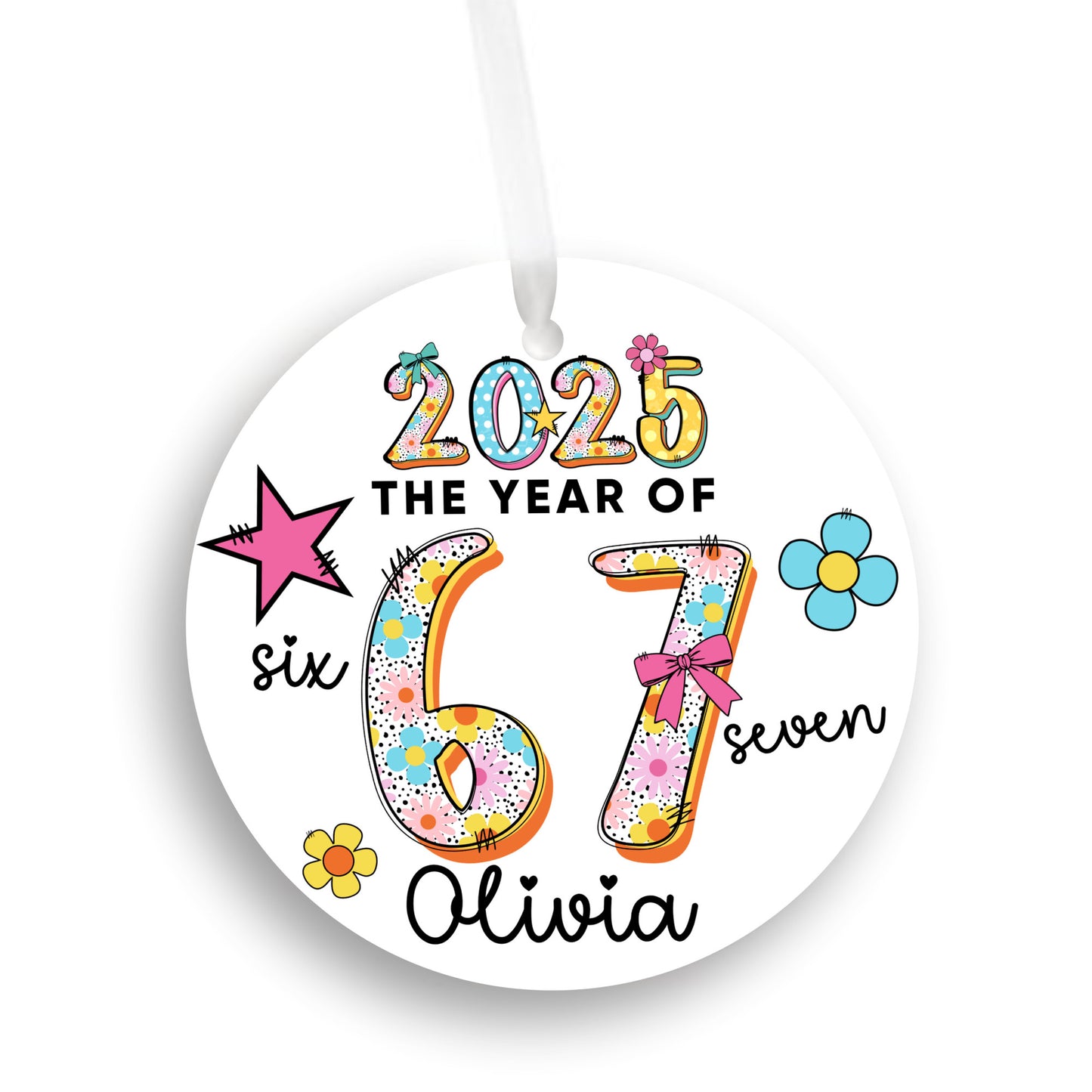 Personalized 6 7 Christmas Ornament