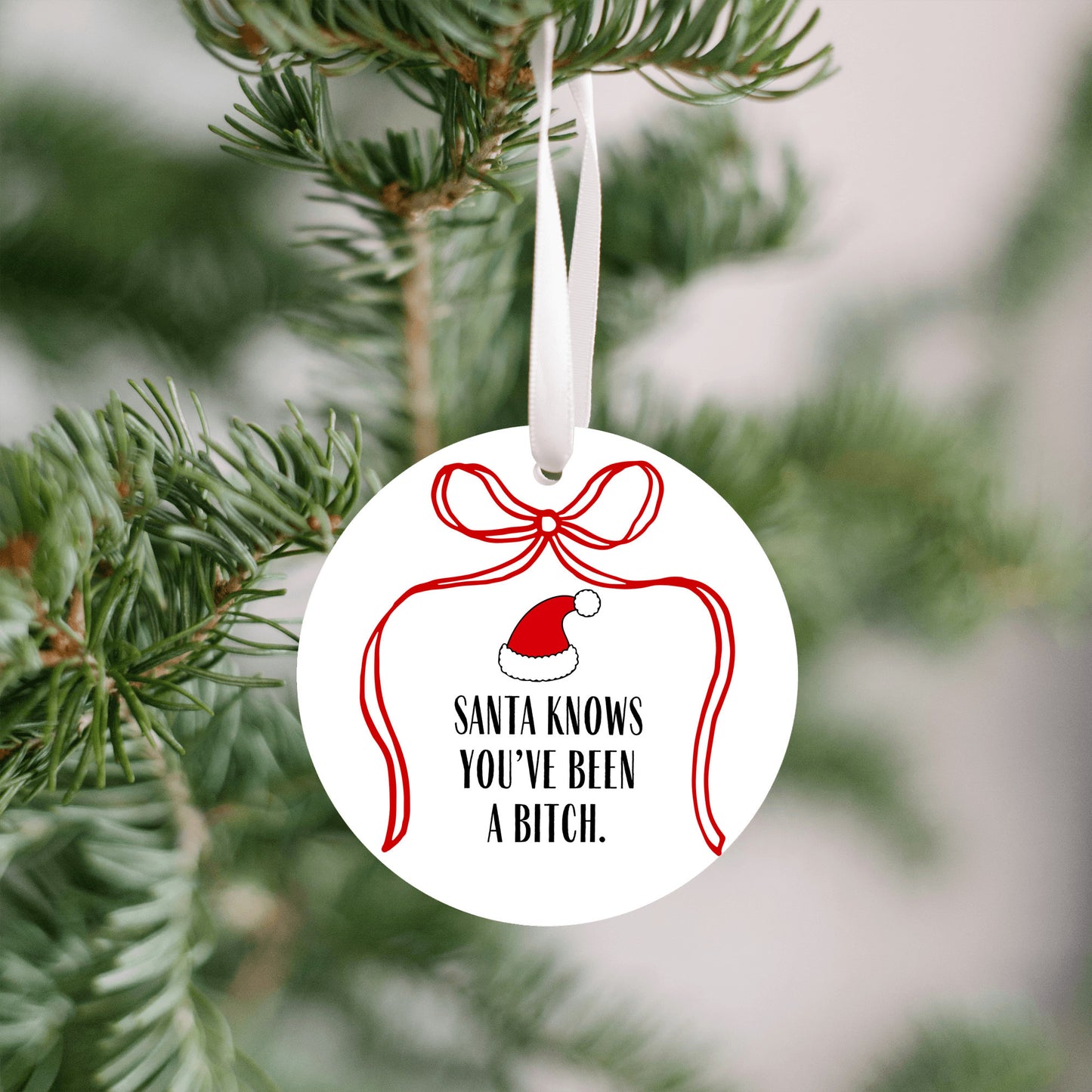 Santa Knows You've been a Bitch Ornament