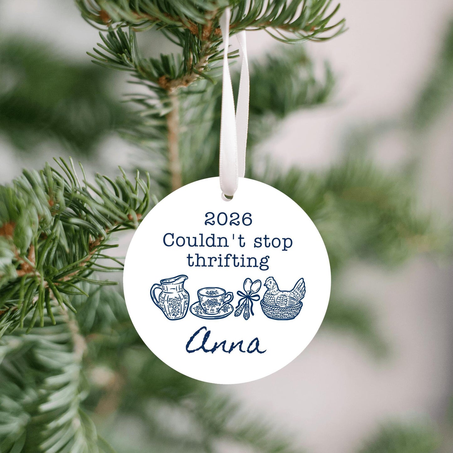 Couldn't Stop Thrifting Personalized Ornament