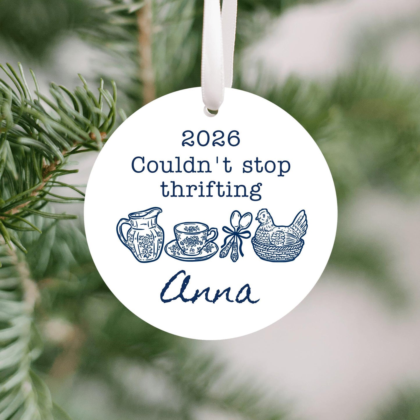 Couldn't Stop Thrifting Personalized Ornament