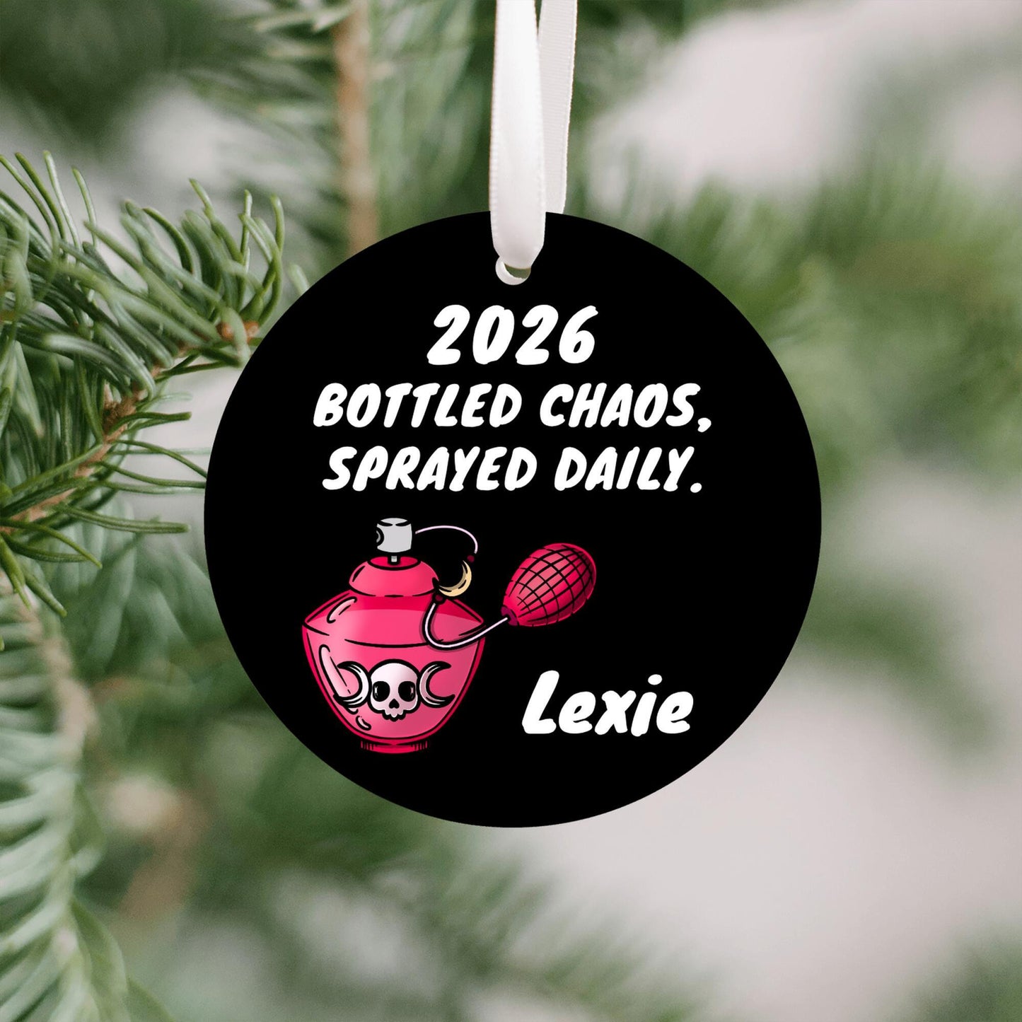 Goth Bottled Chaos Personalized Ornament