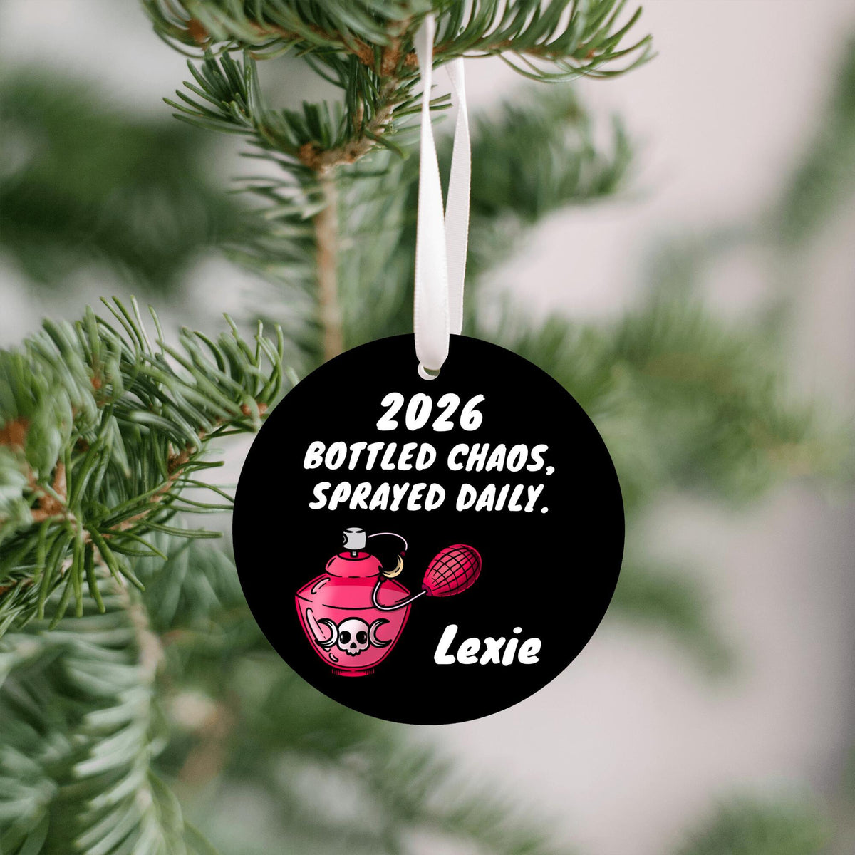 Goth Bottled Chaos Personalized Ornament
