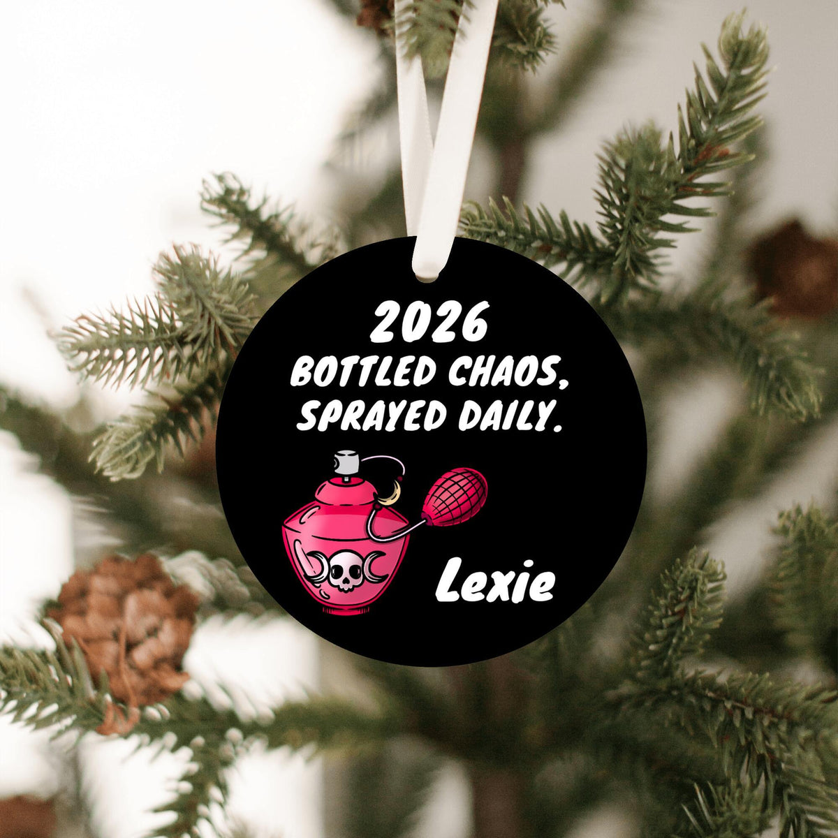 Goth Bottled Chaos Personalized Ornament