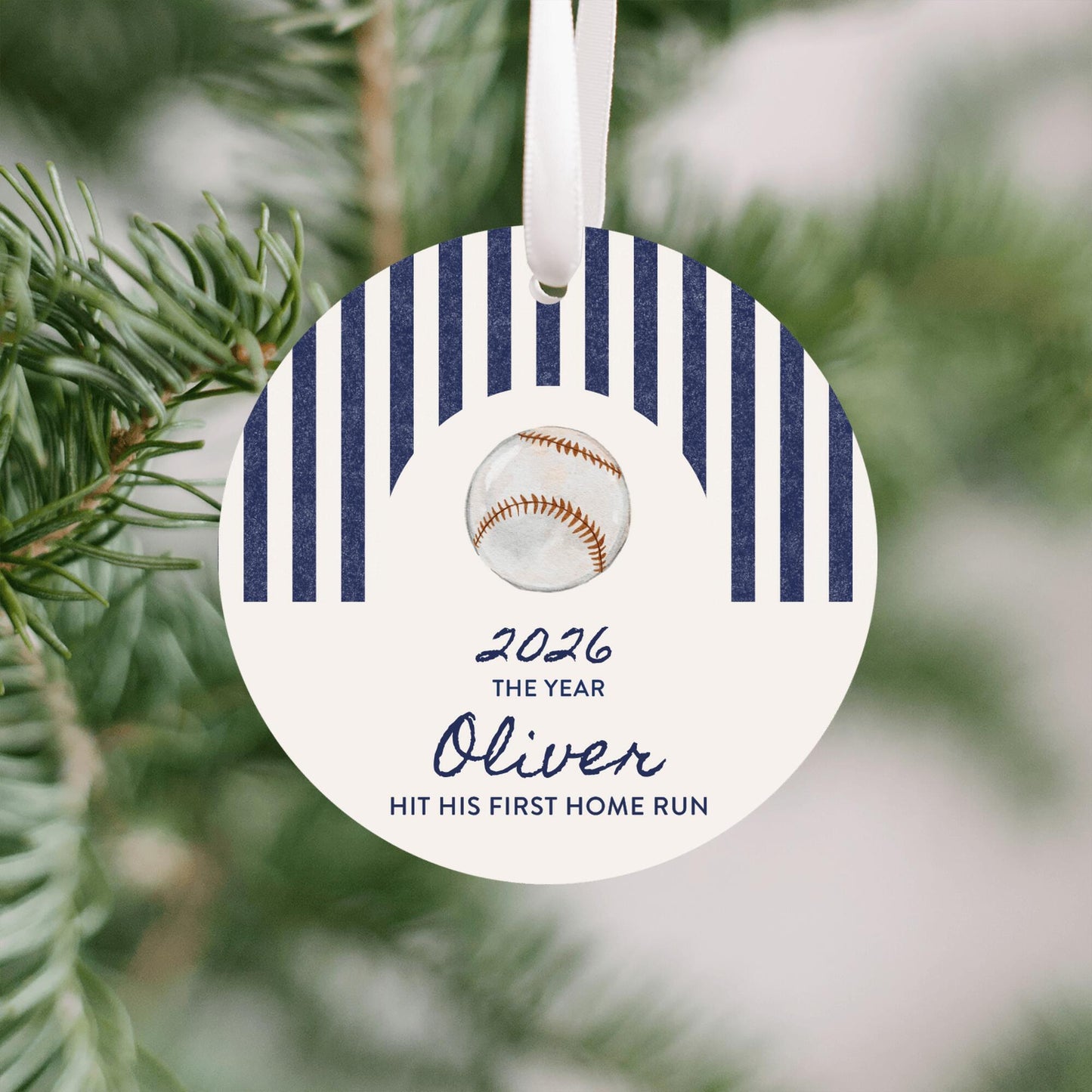 Baseball Hit First Home Run Christmas Ornament