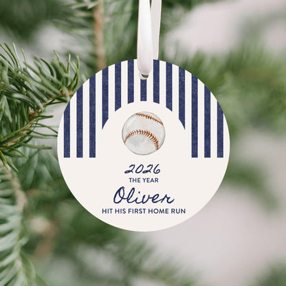 Baseball Hit First Home Run Christmas Ornament