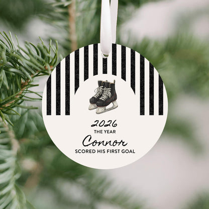 Hockey Scored First Goal Christmas Ornament