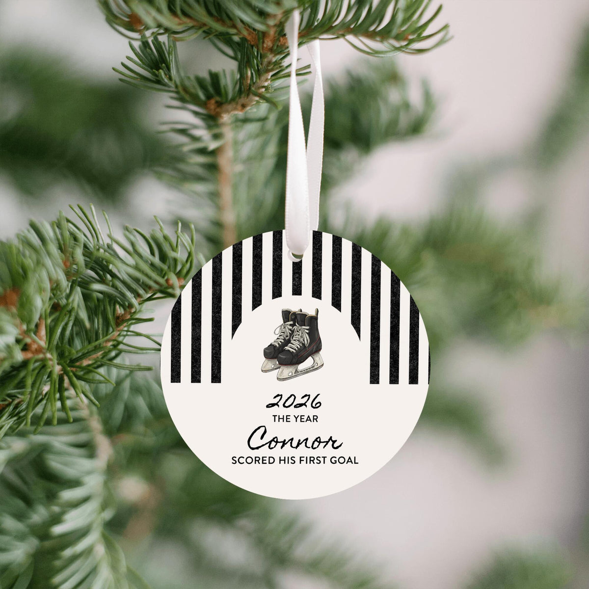 Hockey Scored First Goal Christmas Ornament