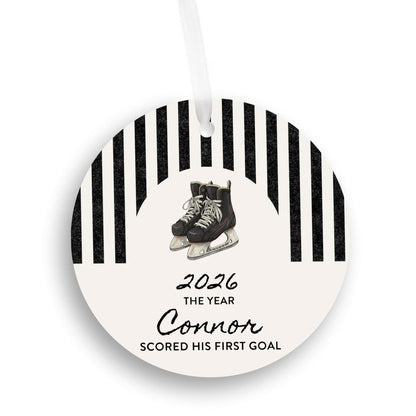 Hockey Scored First Goal Christmas Ornament