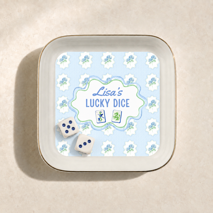 Blue Hydrangea Mahjong Dice Dish