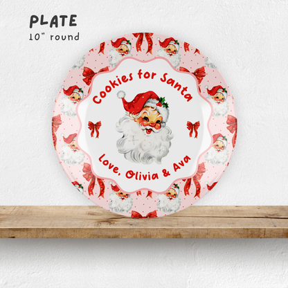 Cookies for Santa Plate, Pink & Bows