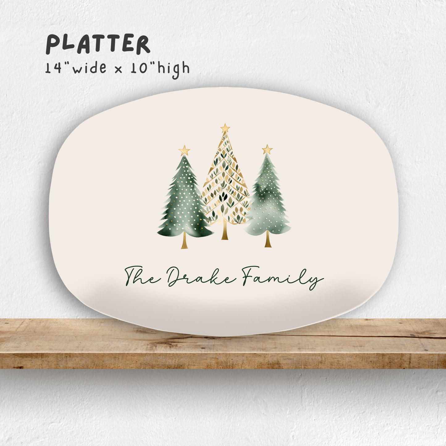Trio Christmas Tree Personalized Platter