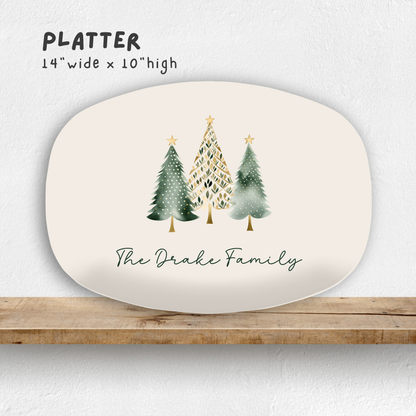 Trio Christmas Tree Personalized Platter