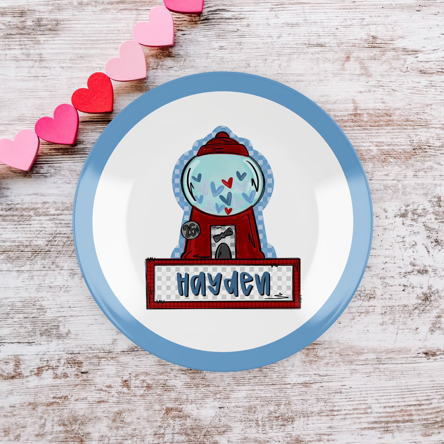 Love Gumball Machine Blue Plate