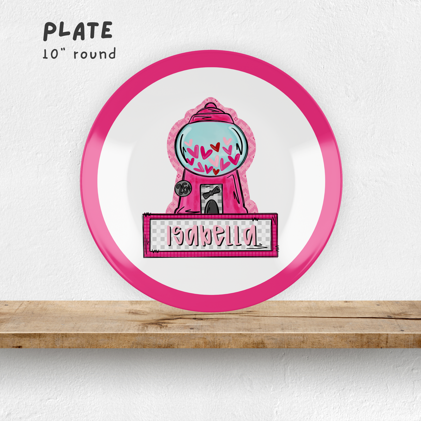 Love Gumball Machine Pink Plate