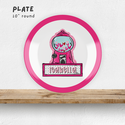 Love Gumball Machine Pink Plate